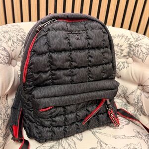 Michael Kors Quilted Backpack with Red Highlights